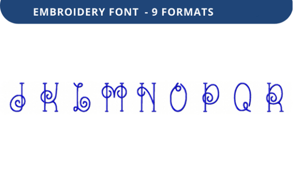 Vine Nouveau Font J to R: A Versatile Embroidery Solution for Creative and Practical Use